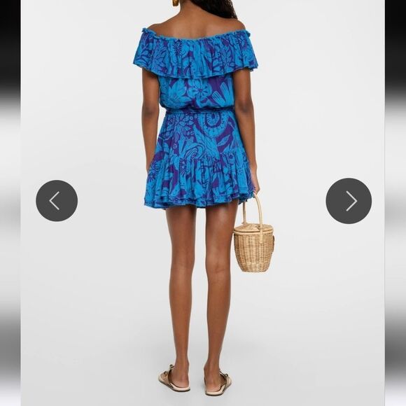 Poupette St Barth Bella Printed Off The Shoulder In Gauguin Blue - Picture 12 of 16